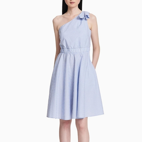 NWT Calvin Klein one shoulder stripe midi dress 14 - Picture 11 of 11